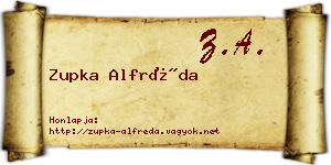 Zupka Alfréda névjegykártya